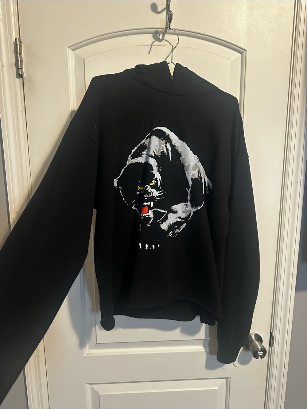 VLONE Black Crewneck Sweater with Panther Graphic
